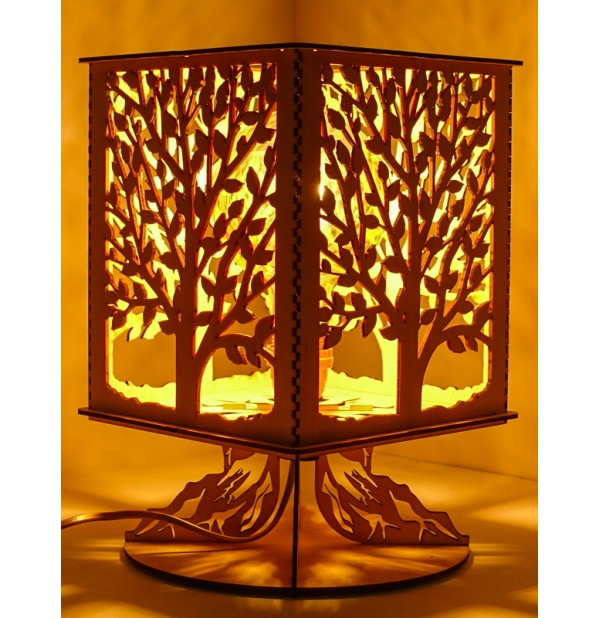 Lampe Bois sur Pied Arbre de Vie lumière d'ambiance et décorative