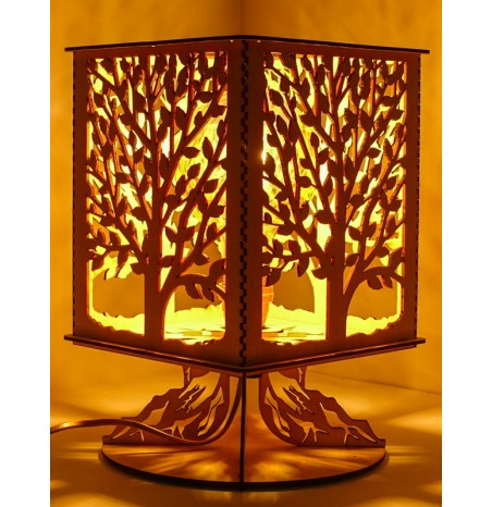 Lampe Bois sur Pied Arbre de Vie lumière d'ambiance et décorative