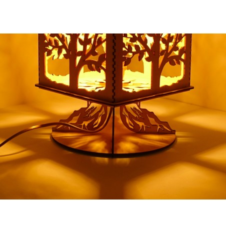 Lampe Bois sur Pied Arbre de Vie lumière d'ambiance et décorative