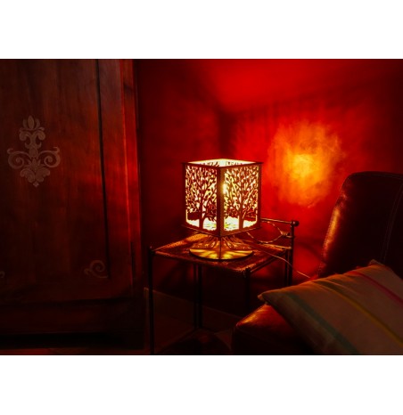 Lampe Bois sur Pied Arbre de Vie lumière d'ambiance et décorative