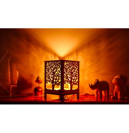 Lampe Bois Arbre de Vie lumière décorative luminaire d'ambiance