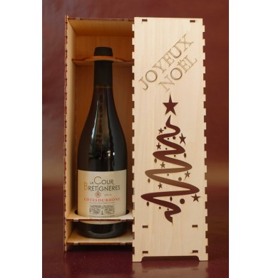 Boite bouteille en bois, caisse bouteille en bois Joyeux noël