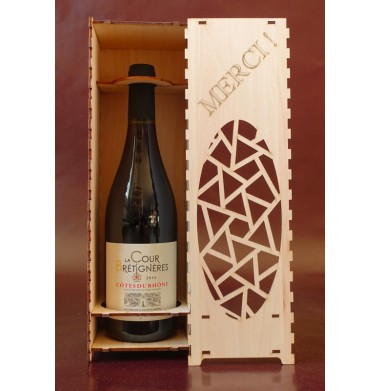 Boite bouteille en bois, caisse bouteille en bois Merci