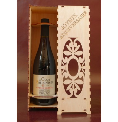 Boite bouteille en bois, caisse bouteille en bois Joyeux anniversaire