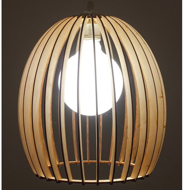 Lustre Bois Tulipe eclairage suspension luminaire plafond abat jour bois