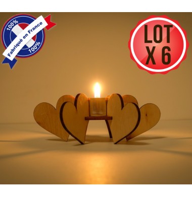 Lot de 6 supports bougie coeur