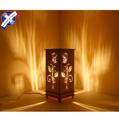 Lampe Bois La Rose lumière Saint valentin décorative luminaire d'ambiance