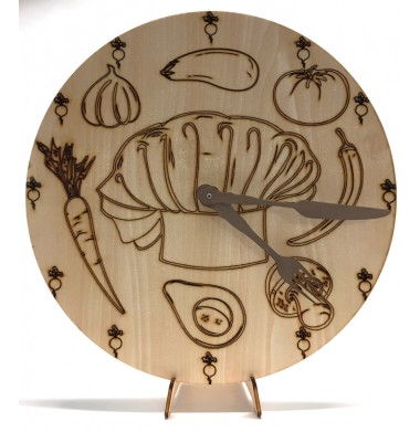 Horloge murale bois pendule murale bois de cuisine la Toque